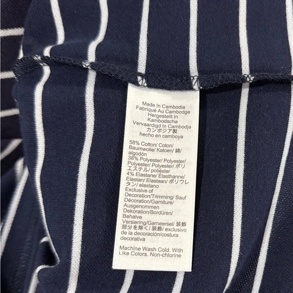J.Crew Flex Pique Polo Shirt Men Medium Navy White Stripe Stretch Cotton NWT